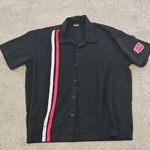 Martini ranch bowling shirt. Black Shirt with Red and White Accents